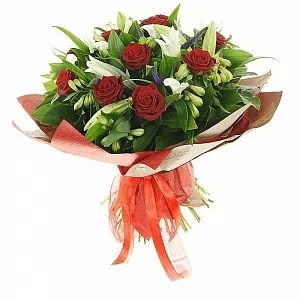 Букет цветов из роз и Лилий "Радость"